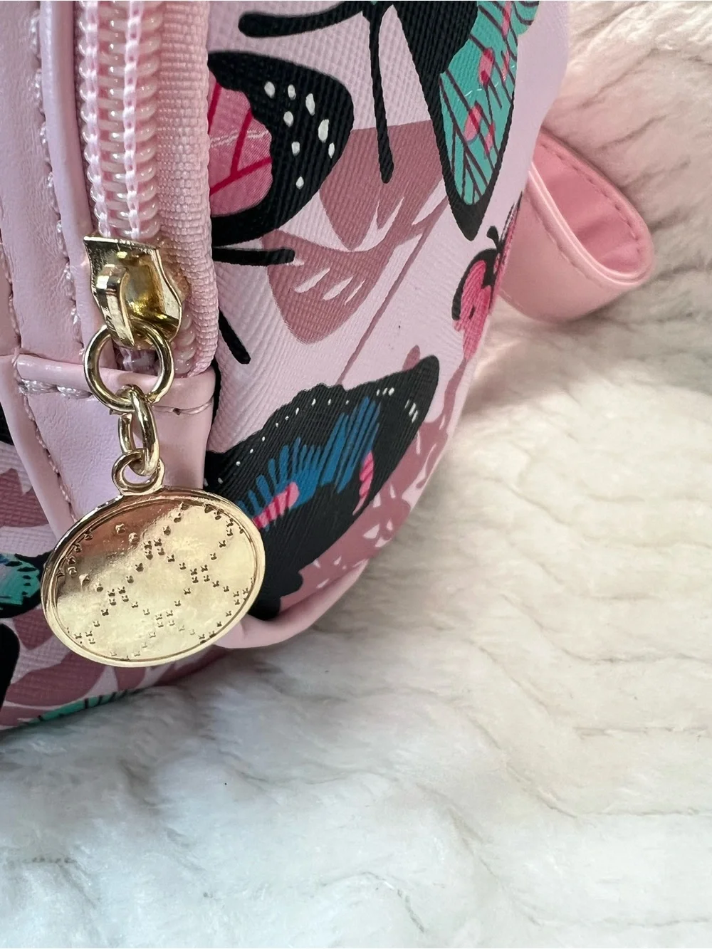 Pink Butterfly Print Women's Backpack - Brand
